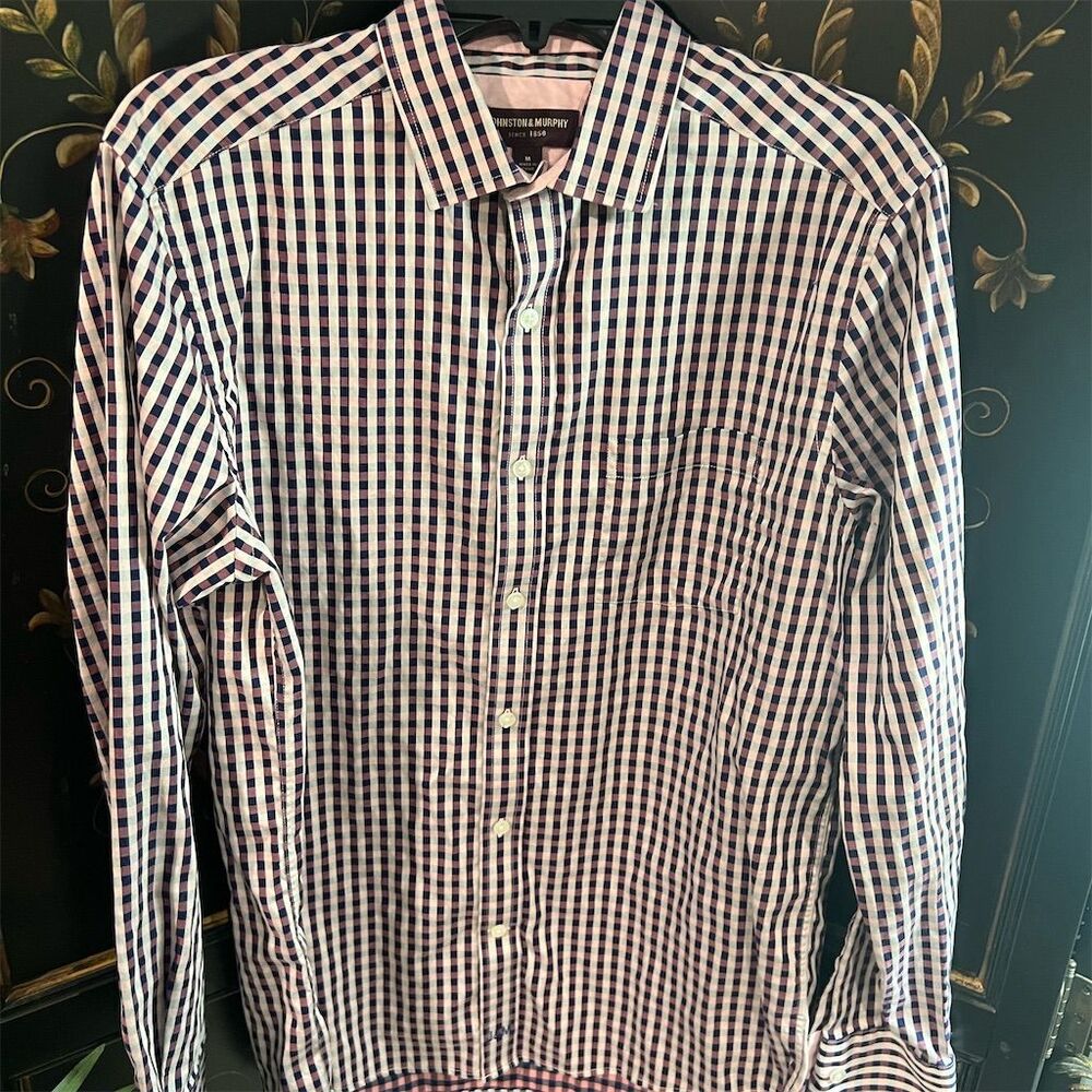 Johnston & Murphy Men's Checkered Button-Up Shirt Multicolor Size M